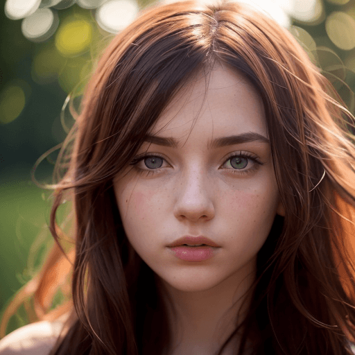 AI generated: Close-up photo of a beautiful Irish girl, adorable face, red long layered hair, no makeup, realistic...