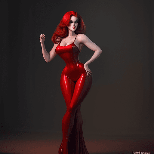 AI generated: Jessica Rabbit beautiful charismatic girl,athletic body, gorgeous figure, interesting shapes, full b...