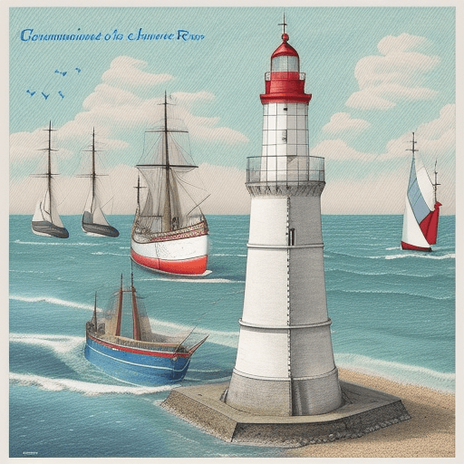 AI generated: Livre de coloriage avec un phare de la région Bretagne en France avec des éléments graphiques de bro...