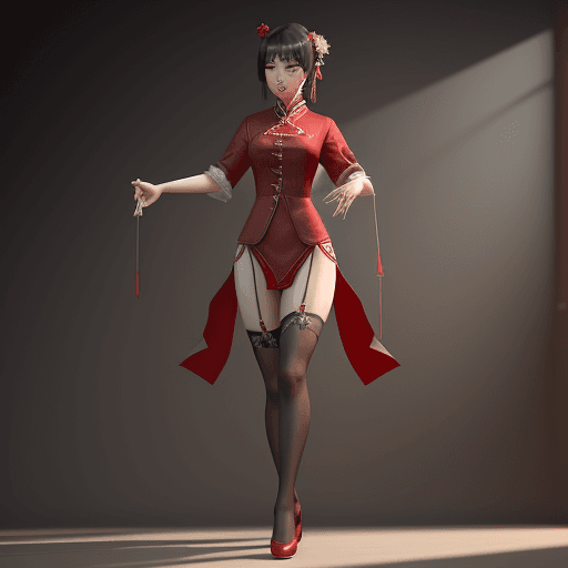 AI generated: an Asian woman in stockings, in the style of unreal engine 5, sentimental realism, realistic yet eth...