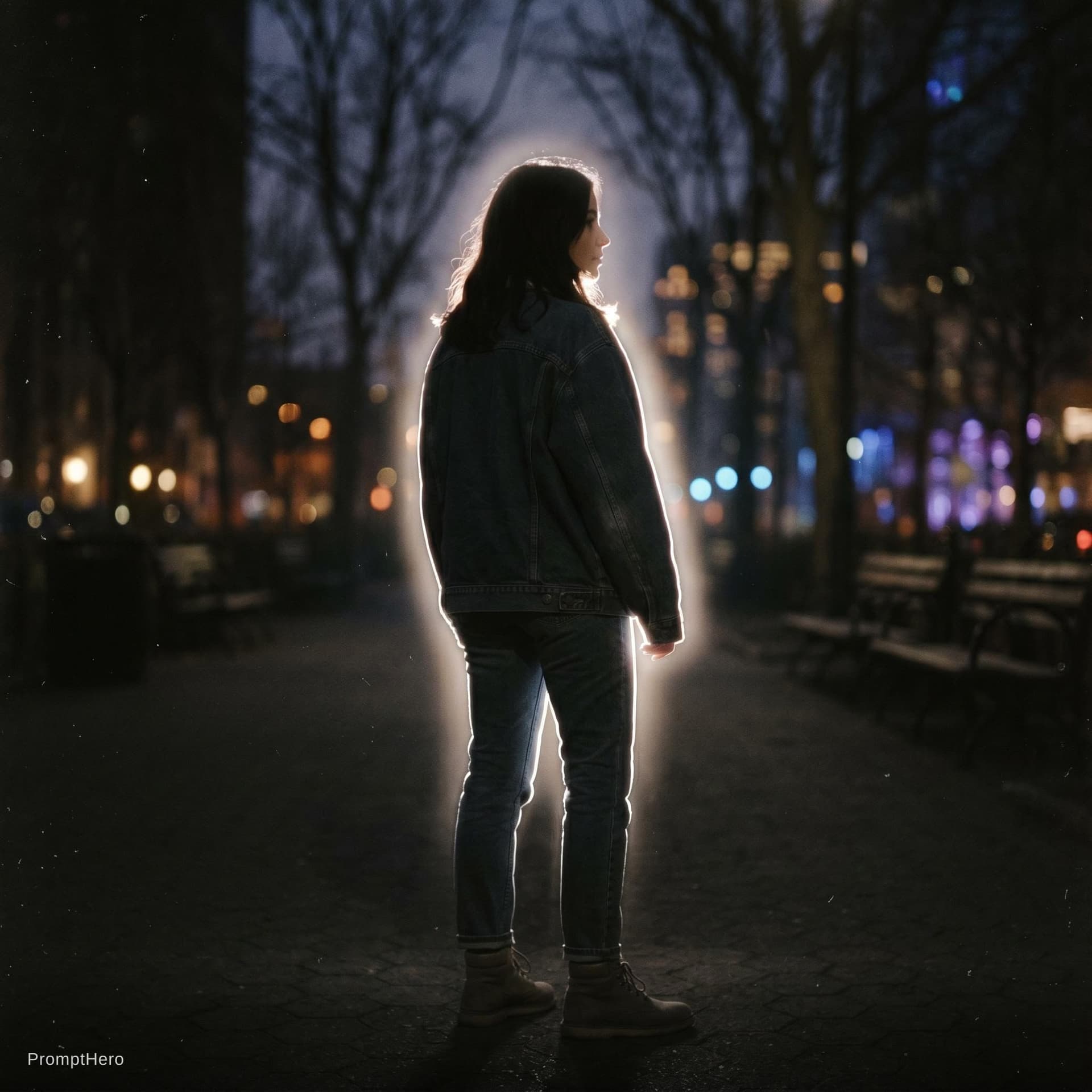 AI generated: Create a dark moody nighttime atmosphere with a deep muted background fading into near-black shadows...