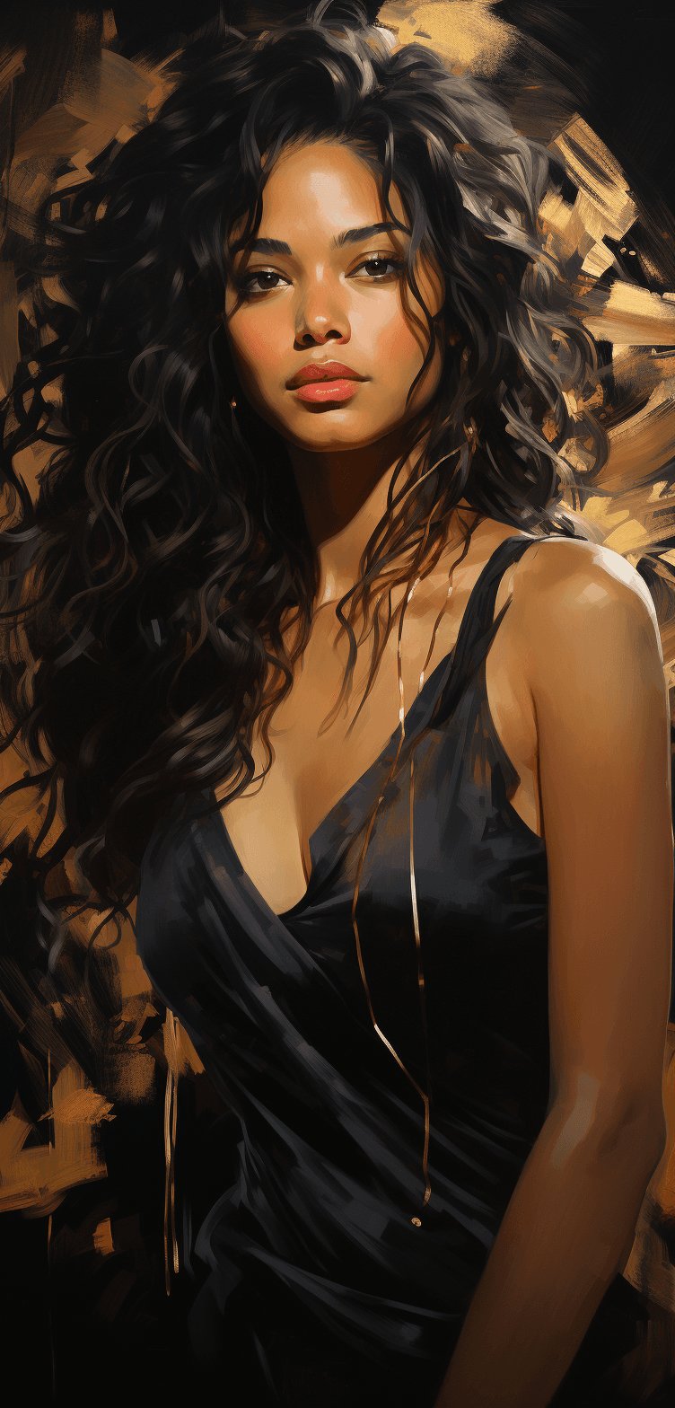 AI generated: new art : satara by johnny taylor, in the style of brushstroke-intensive portraits, cinematic elegan...