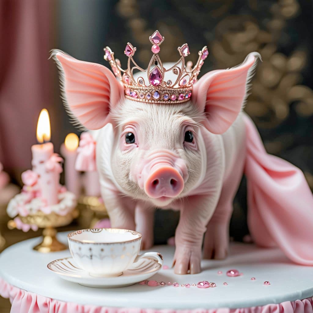 AI generated: *Porcine Polished Principle: Pretty Porcine Poses Polished Princess*
