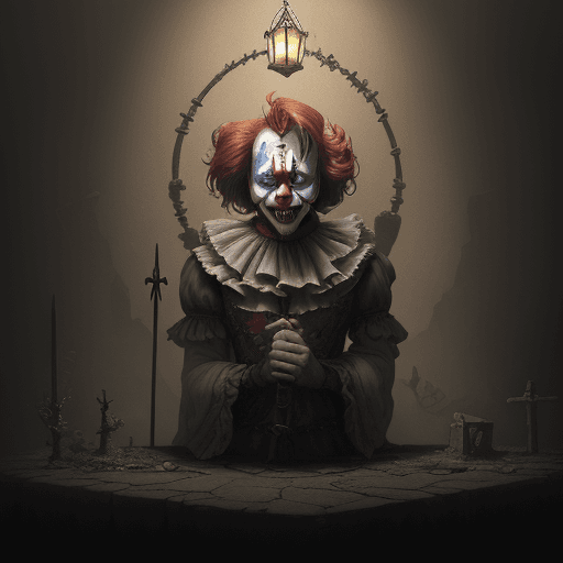 AI generated: the show is finished clown is dead fantasy dungeon synth masterpiece