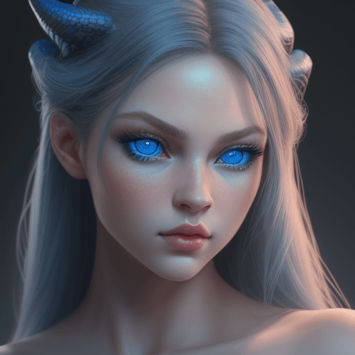 AI generated: girl dragon, beautiful lips, simmetrical eyes, blue eyes, hiperrealistic, 8k, High quality picture. ...