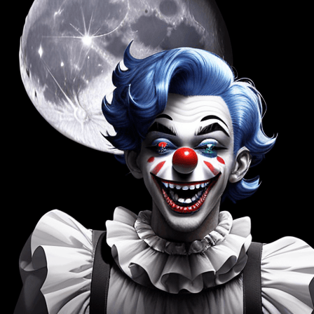 AI generated: smily male clown getting diamond grills on teeth,moon lights,v 4 --q 2 --ar 9:16, SAI Pixel Art