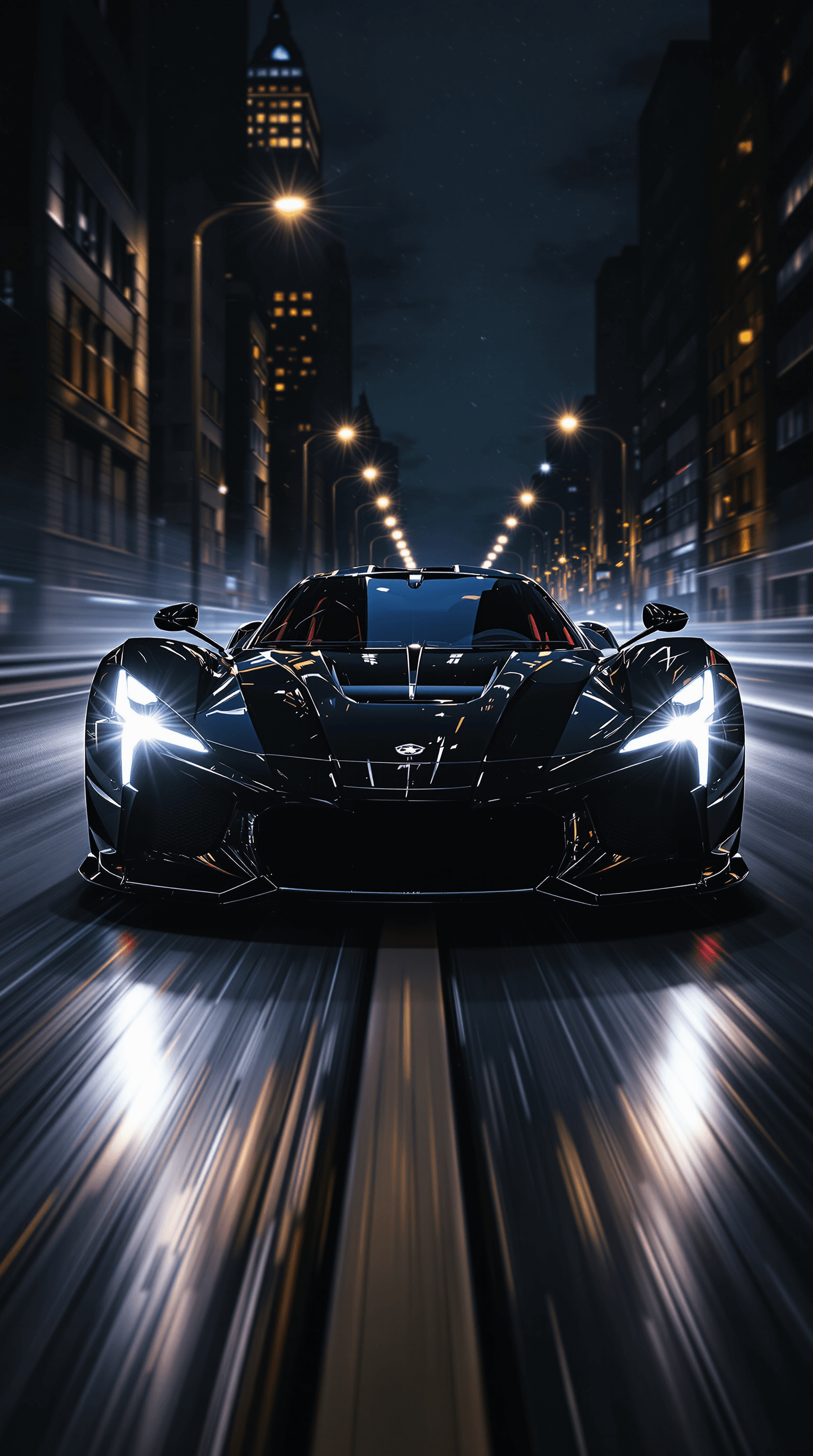 AI generated: A sleek, high-speed sports car races through the deserted streets at night, its engine roaring with ...