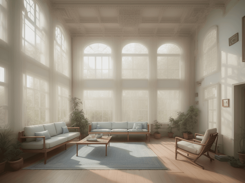AI generated: High resolution photography interior design, dreamy sunken living room conversation pit, wooden floo...