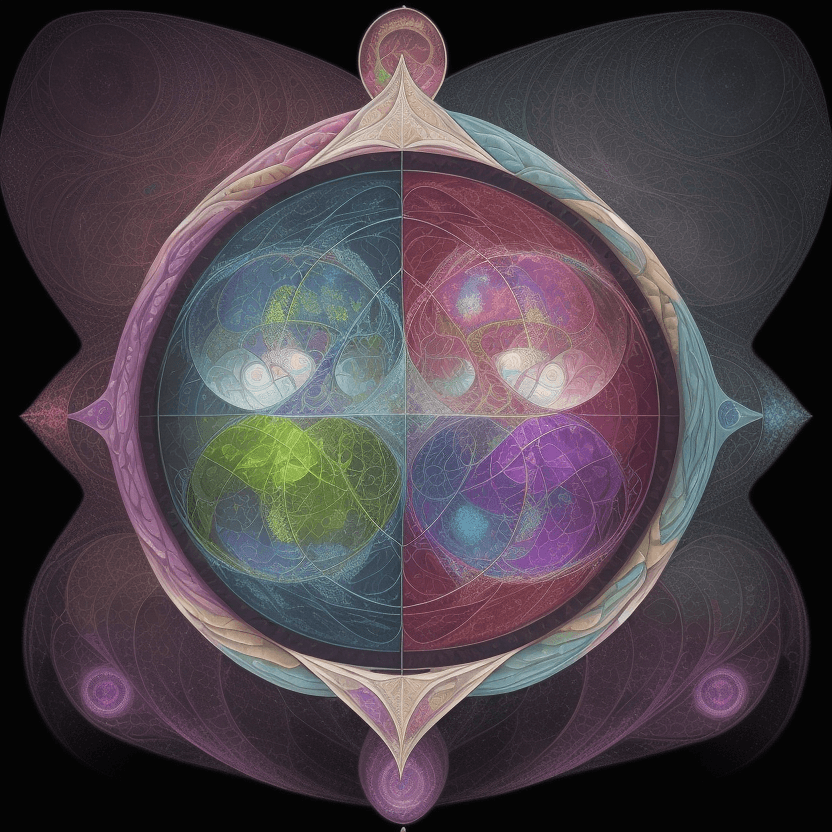 AI generated: Split Duality image of a earth Globe, wave, particle, synth, frequencies, pattern, oscillation. wave...