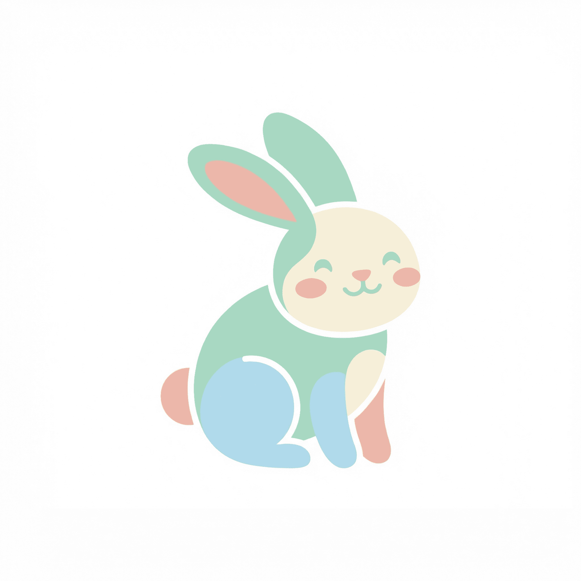 AI generated: CUTE RABBIT, 2D GRAPHIC, WITHOUT outline, pastel, 