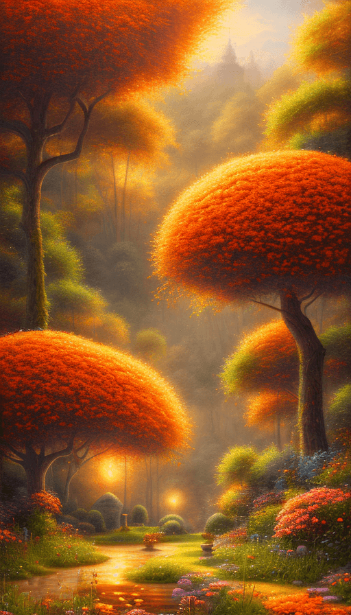 AI generated: summer landscape, orange color, Bokeh, insanely detailed and intricate, hypermaximalist, elegant, or...