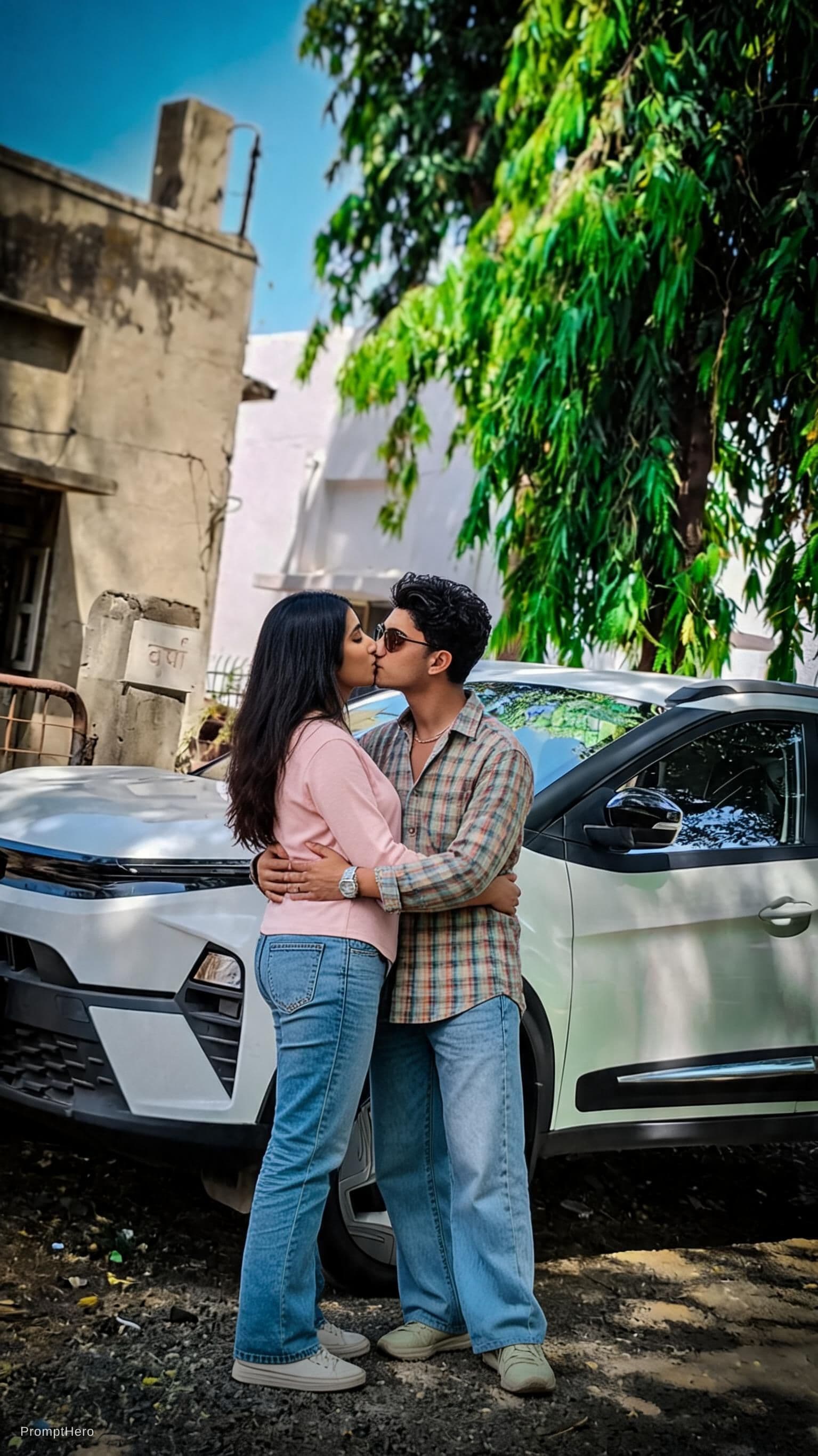 AI generated: indian couple kissing