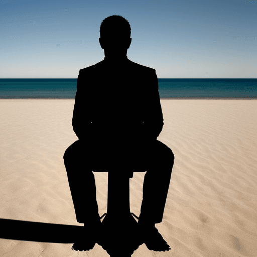 AI generated: Ultra realistic photo of a happy man's shadow. the man is sitting and it is only possible to see his...
