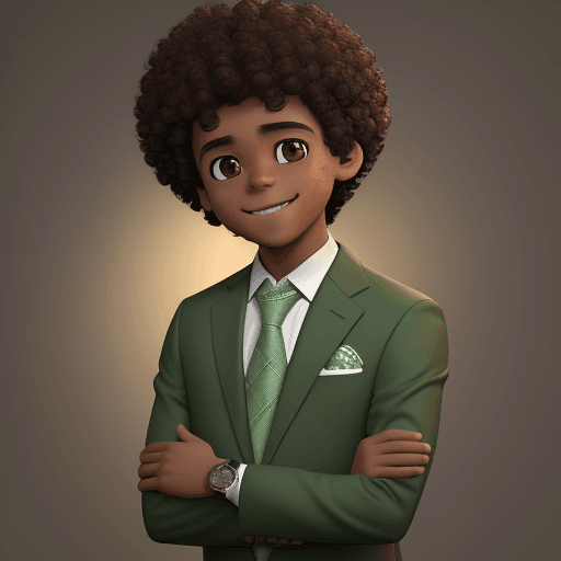 AI generated: Full body portrait of an afro-brazilian boy with very short curly hair in layered haircut, low fad, ...
