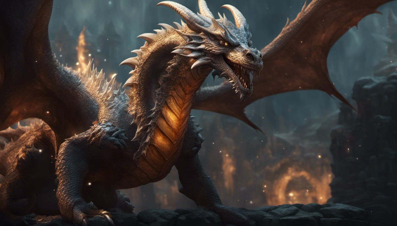 AI generated: A Dragon with a dragon lair background, full body dragon concept, dragon features, elegant, perfect ...