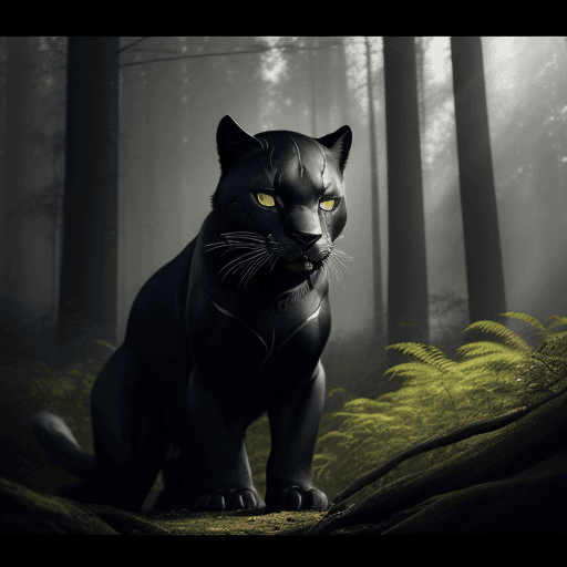 AI generated: productive photography, front view, minimalist photo studio environment, with a black panther image,...