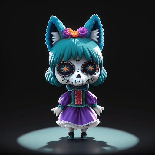 AI generated: Italian full body character, resin figurine, funko doll like wolf, dia de muertos art, dia de los mu...