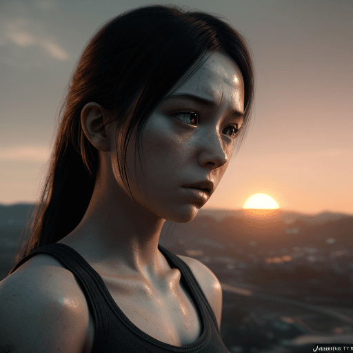 AI generated: Photo of a ultra realistic girl, dramatic light, pale sunrise, cinematic lighting, battered, low ang...