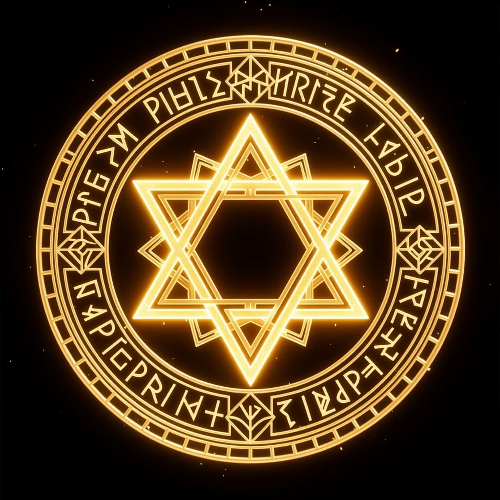 AI generated: Create an intricate illustration of a mystical symbol, featuring a prominent star within a circular ...