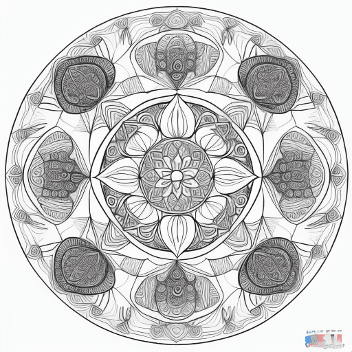 AI generated: coloring book page : symmetrical mandala intricate --v 4