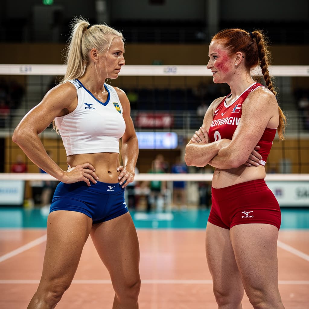AI generated: Ultra-realistic 8k wide-angle photograph of an intense post-match confrontation between two elite fe...