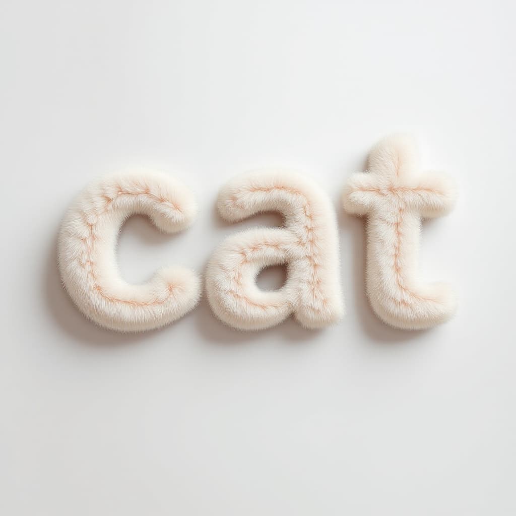 AI generated: The word 'CAT' made of	Soft, silky fur; smooth, sleek coat1:1.
