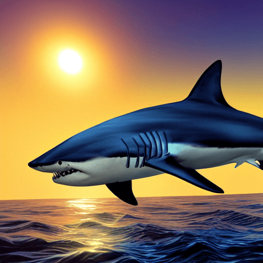 AI generated: Shark swimming in the ocean, HD, hyperrealistic, hyperdetailed, Trending on Artstation