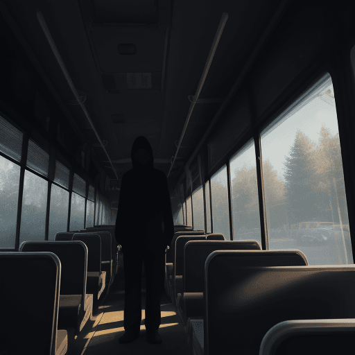 AI generated: shadowy figure standing behind the bus driver at a distance inside the bus, dark<lora:xl_more_art-fu...