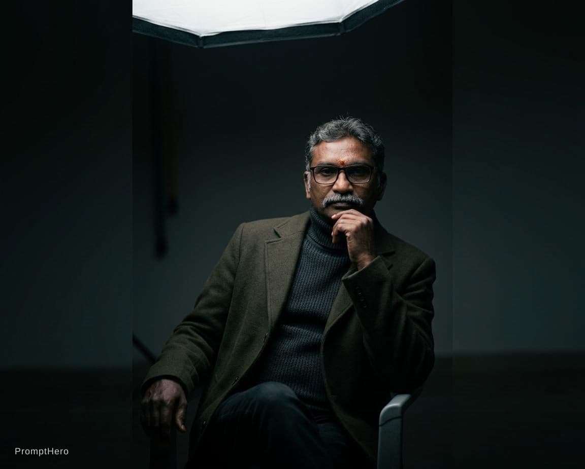 AI generated: high-end portrait photography, editorial studio photography, cinematic color grading, vertical compo...