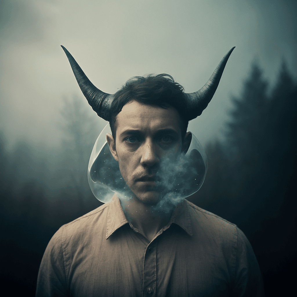 AI generated: [transparent glass] demon gas horns, haunted depth of field bokeh gas cloud by Alessio Albi by Paul ...