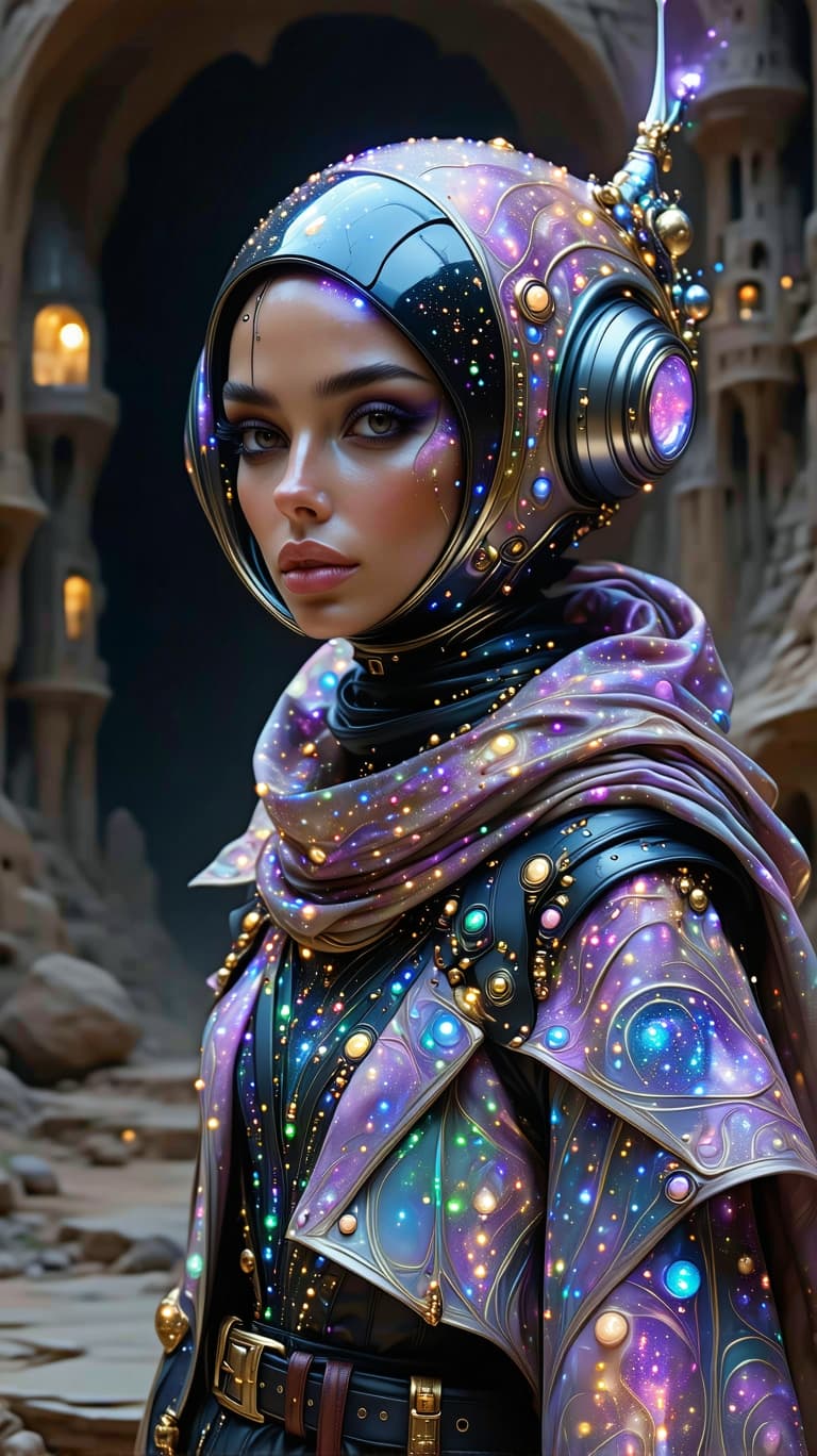 AI generated: Fashion on Mars like Persian style , futuristic , using iranian elements , persian patterns for fabr...