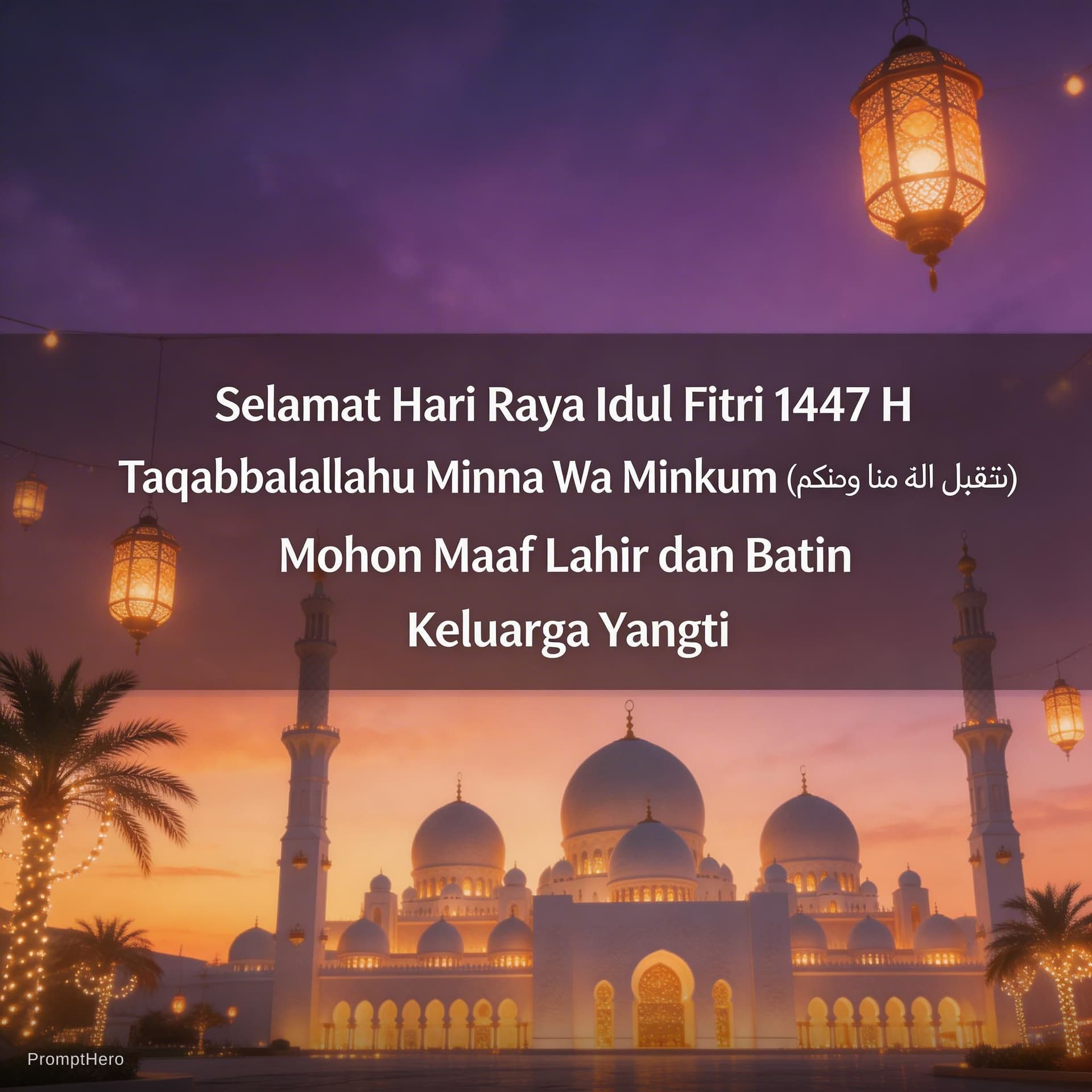 AI generated: اجواء رمضانية ساحرة بجودة 8K


Add text : “Selamat Hari Raya Idul Fitri 1447 H
Taqabbalallahu Minna ...