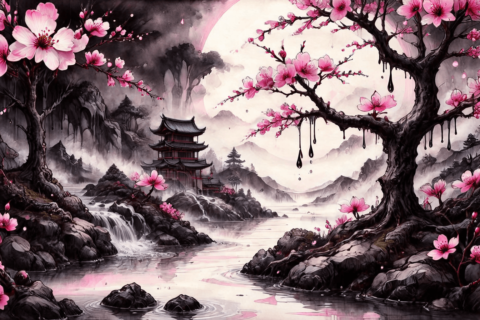 AI generated: cinematic, . 35mm, fantasy art, dream like, ethereal, professional, 64k, highly detailed, ink art dr...