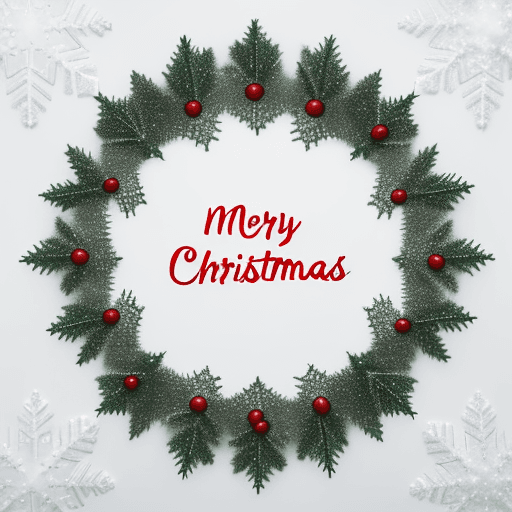 AI generated: Christmas is a verb written in the center, snowflakes falling all around, and Christmas holly in the...