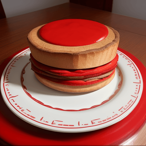 AI generated: torta en una mesa roja
