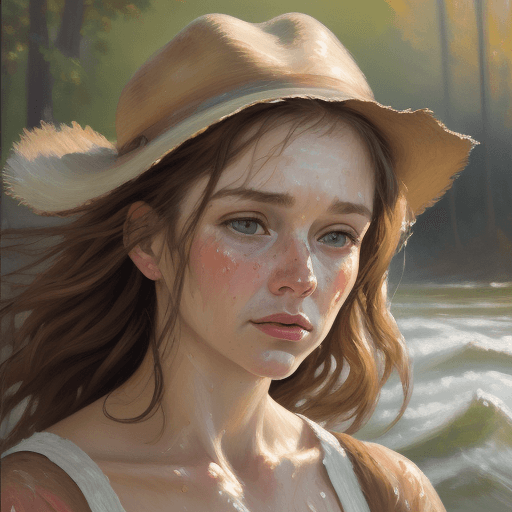 AI generated: oil on canvas, impressionist tendencies, painting of a woman, natural lighting, and warm tones, in t...