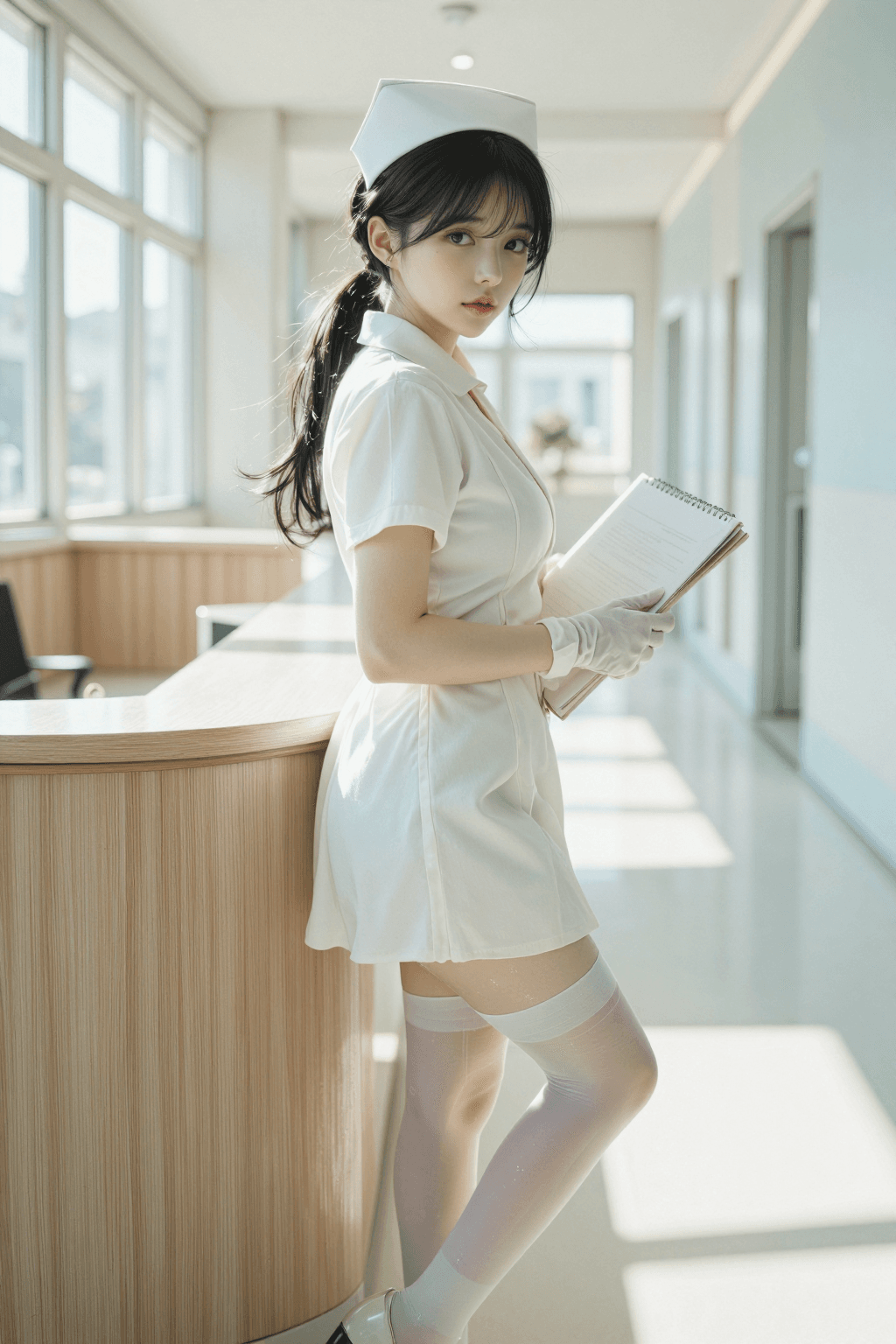 AI generated: Shot Angle & Composition: A vertical, medium-full shot from a side profile perspective. The composit...