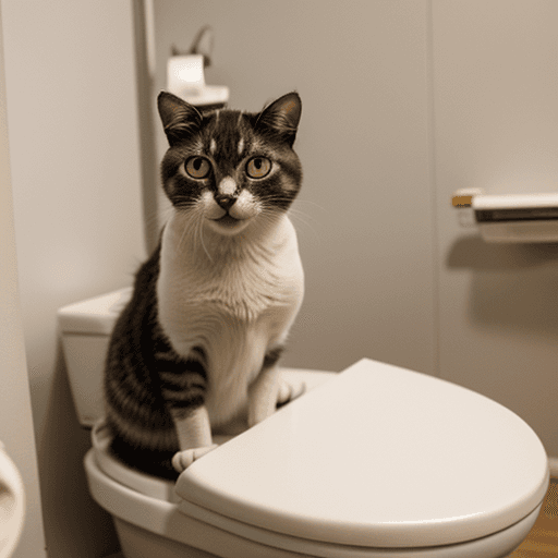 AI generated: cat sitting on the toilet with a cigarette in his mouth

