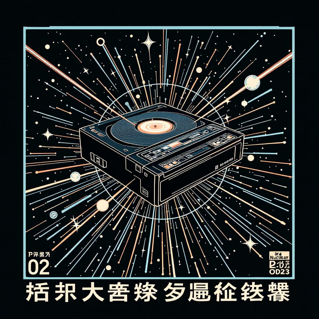 AI generated: stamp style, retro VCR player for mystical future laser solid state hard drive hardware, quantum com...