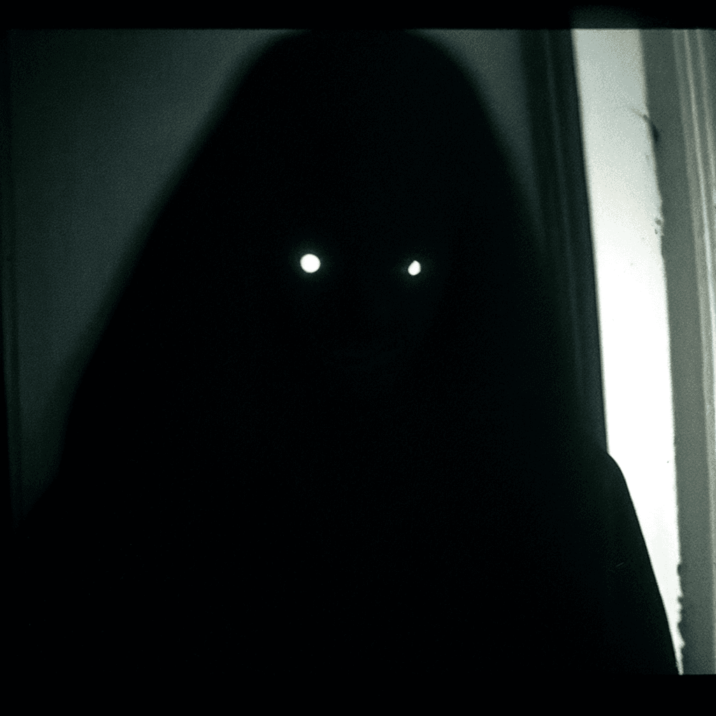 AI generated: screen grab vhs quality [restored from security camera],shadow, dark and mysterious creature,close u...