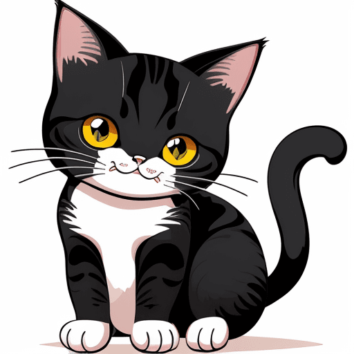 AI generated: vector illustration, cute cat smiling at camera, cartoon