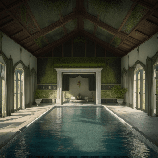 AI generated: Royal design for a swimming pool area inside the house, hyper realistic, ultra detailed, 4k, photogr...