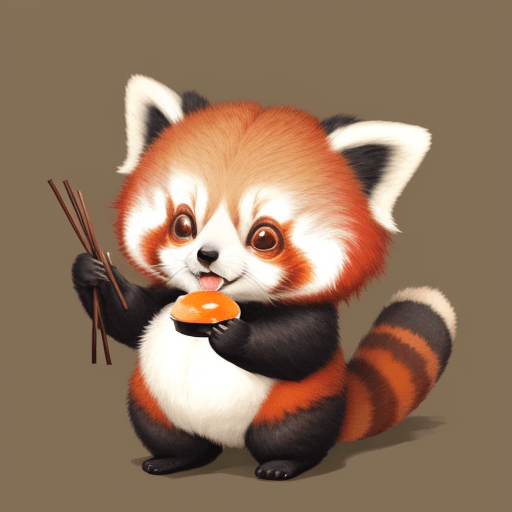 AI generated: red panda, cute appearance, docile character, big eyes, round ears, flat face, thick tail, vivid, fu...