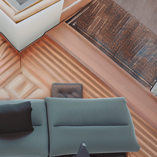 AI generated: High resolution photography interior design, dreamy sunken living room conversation pit, wooden floo...