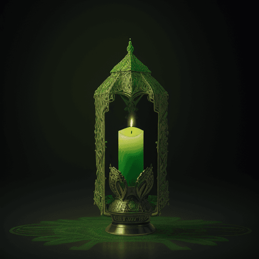 AI generated: God, Huge green candle, green, praise the candle, beeple, outlandish, intricate artwork, high detail...