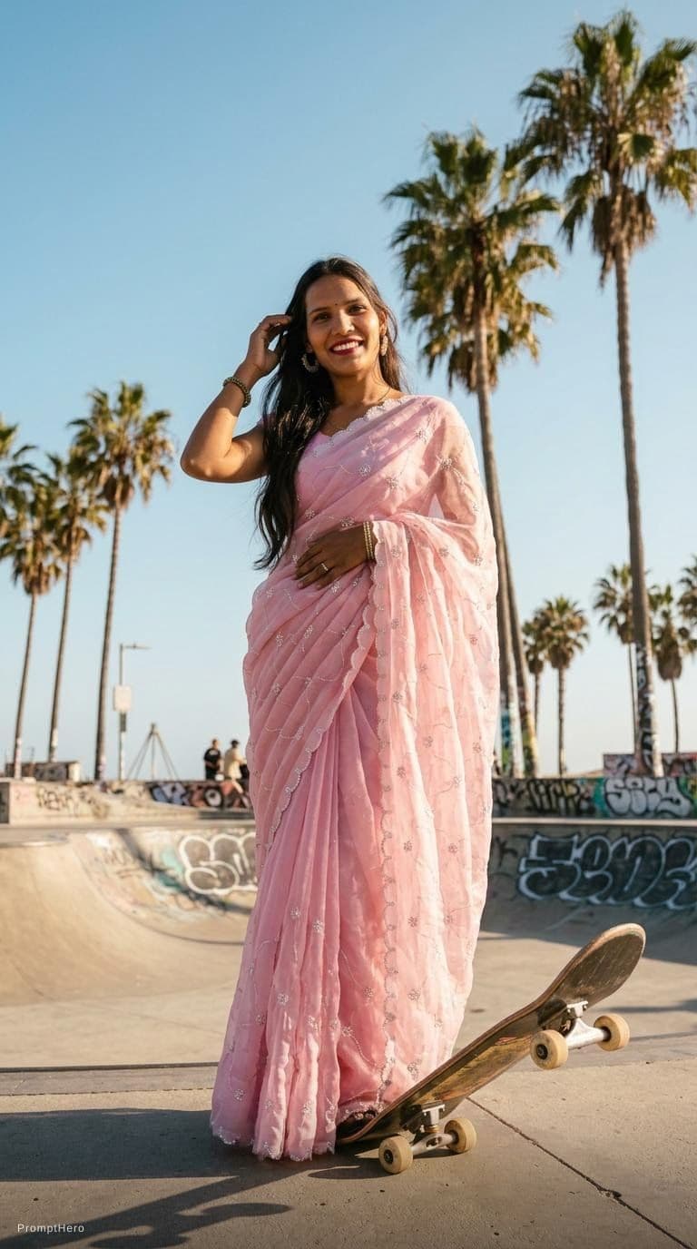 AI generated: {
  "title": "Venice Beach Skater Girl Editorial",
  "intent": "Create a cinematic low-angle portrai...
