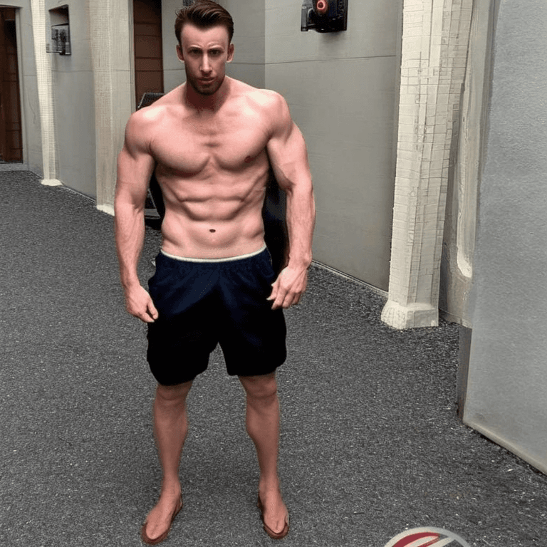 AI generated: Chris evans undressed, abs, big muscles, tight boxers with a big bulge