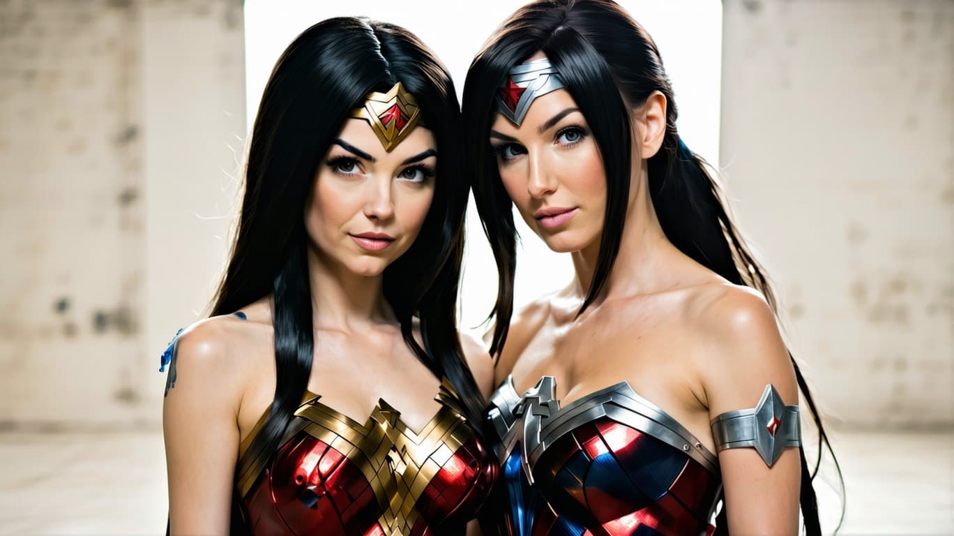 AI generated: beautiful lesbian couple, highly detailed, strapon sex, lesbian sex, realistic skin, anime, dripping...