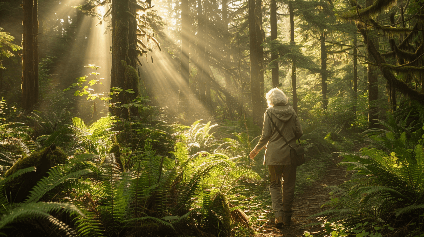 AI generated: In the heart of an ancient forest, shafts of golden sunlight pierce through the thick canopy, castin...