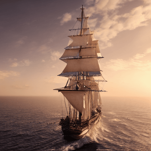 AI generated: photo of a ultra realistic sailing ship, dramatic light, pale sunrise, cinematic lighting, battered,...